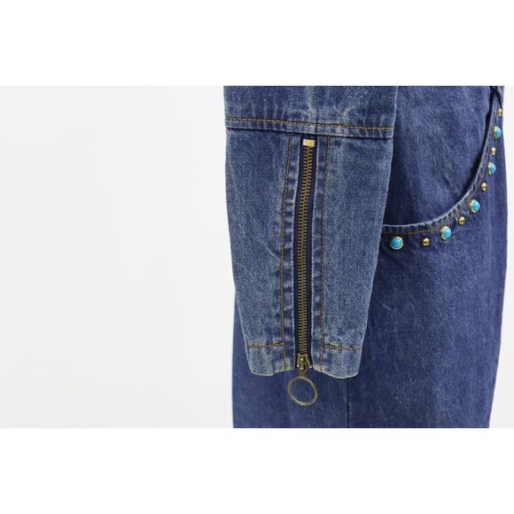 Jou Jou Y2K 1990's Denim Dress Stones and Gromet Embellishments Size M (Size 8) - Picture 15 of 16